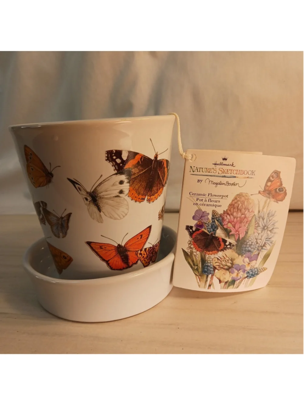VTG Hallmark Nature Sketchbook Margarine Baskin 1998 Ceramic Flower Pot 4